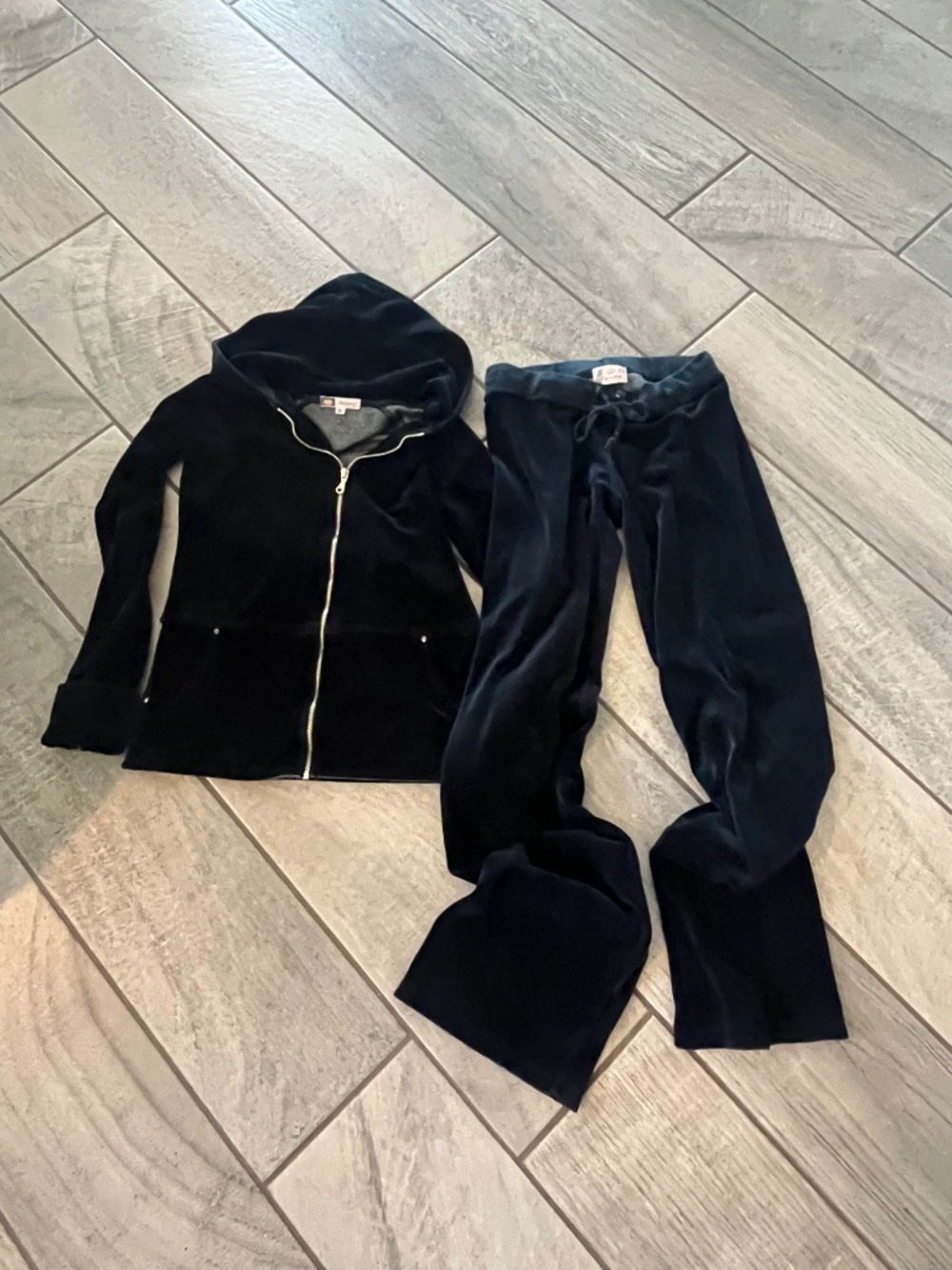 Bejeweled by Susan Fixel Vtg Y2K Black Velour Rhinestone Tracksuit Set Sz S - Picture 2 of 12